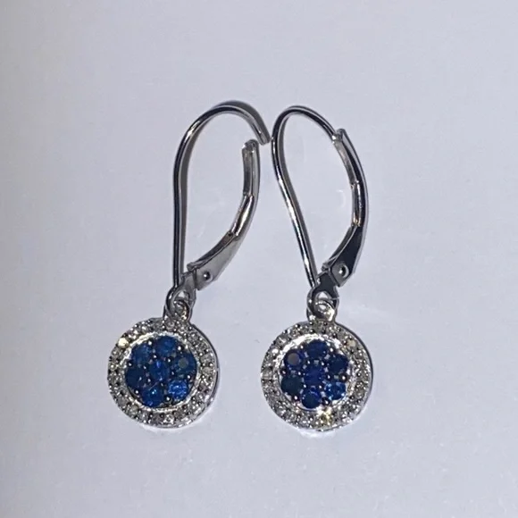 Sapphire and diamond 14k gold earrings